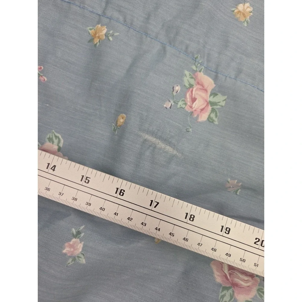 2 Vintage 1980s Floral Curtain Valances Ruffled Country Blue JCP 19x78
